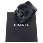 Chanel 08A Wide Black Leather CC Turn Clasp Cuff Bracelet