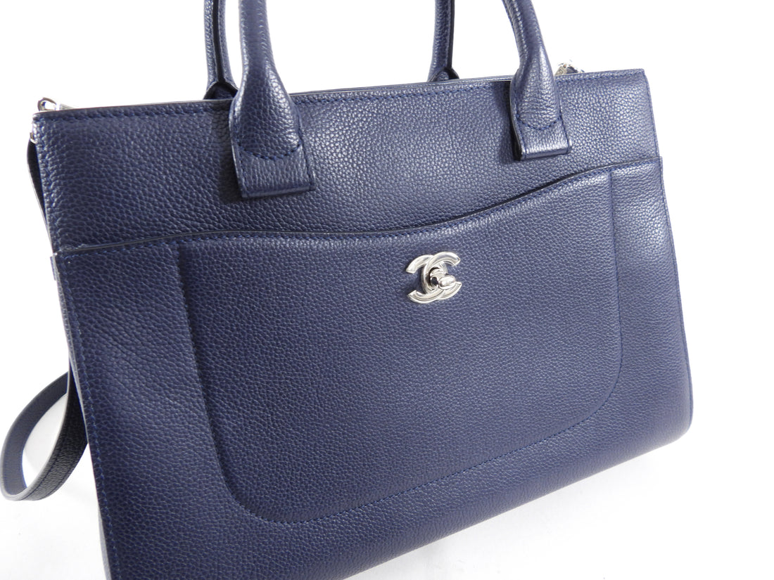 Chanel 17C Neo Executive Small Shopper Tote Navy Leather Shoulder Bag
