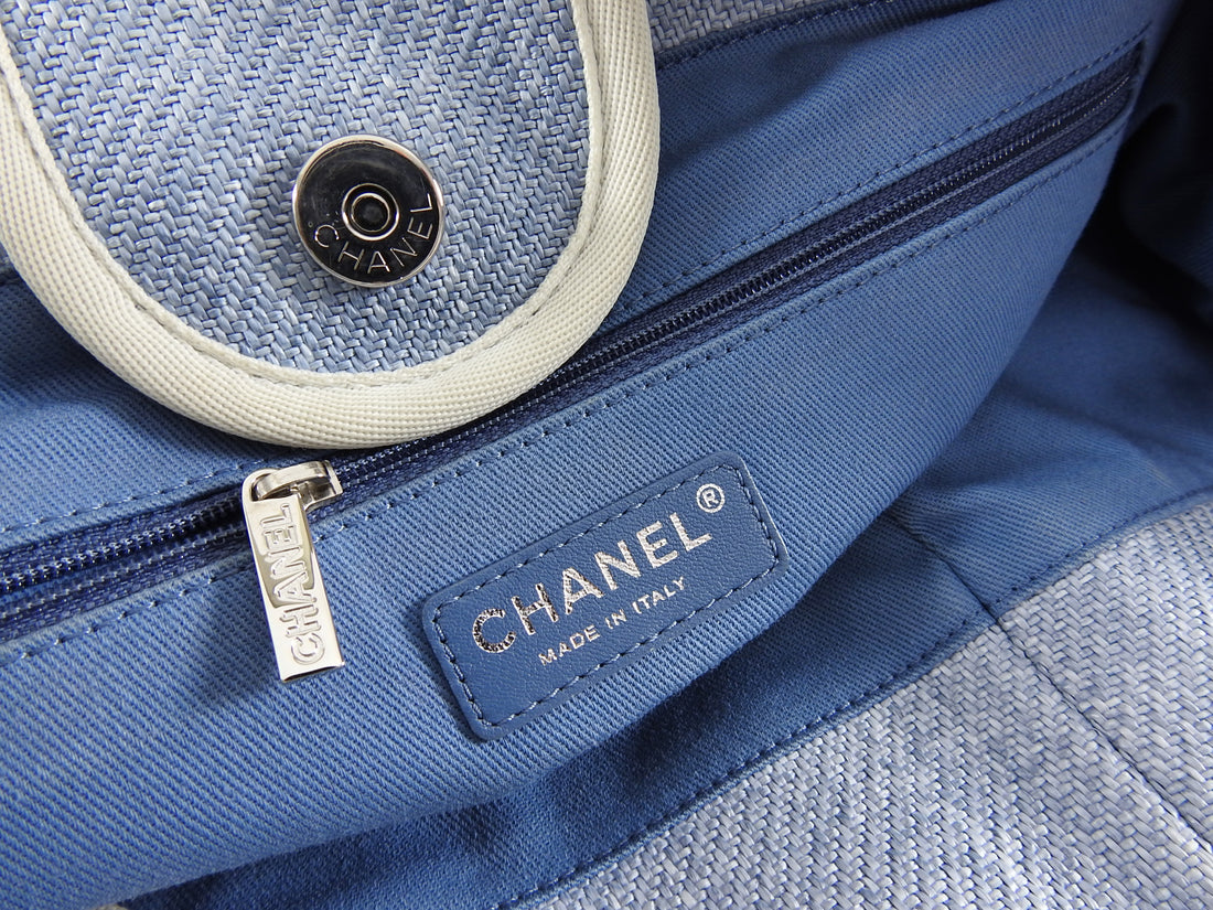 CHANEL Canvas Large Deauville Tote Blue 392328