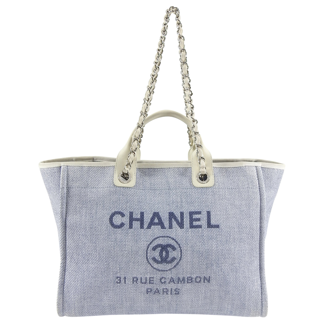 Chanel Blue Large Deauville Tote Bag ○ Labellov ○ Buy and Sell
