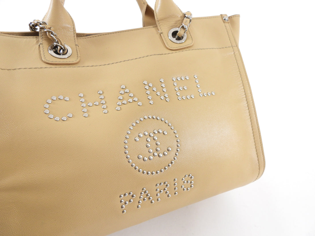 Chanel Beige Deauville Studded Small Tote Bag – I MISS YOU VINTAGE