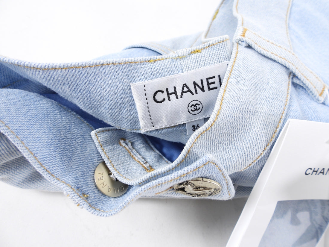 Chanel 18C Light Blue Wide Leg Denim Culotte Bicolor Jeans - FR36 / S – I  MISS YOU VINTAGE
