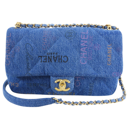 Chanel 22P Printed Denim Medium Flap Bag