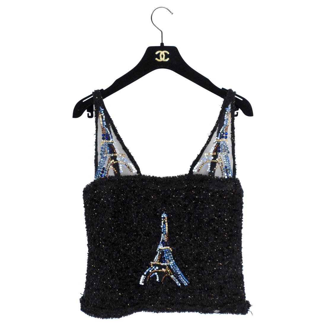 Chanel 17A Paris Eiffel Tower Tweed Crystal Top - FR38