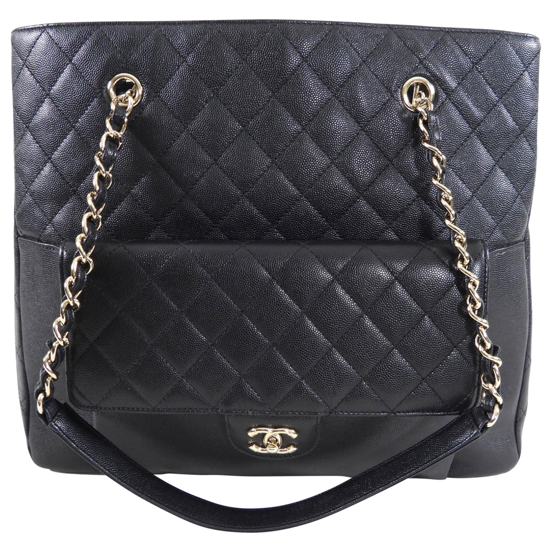 Chanel 2019 Black Caviar Flap Pocket Large Tote Bag – I MISS YOU VINTAGE