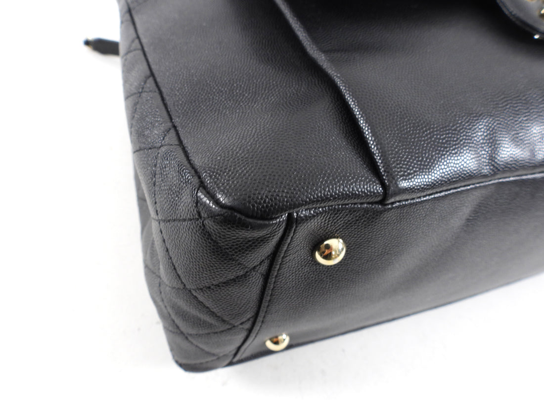 Chanel 2019 Black Caviar Flap Pocket Large Tote Bag – I MISS YOU