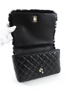 Chanel 17A Black Oryalg Top Handle Flap Bag with Chain Strap