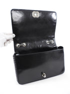 Chanel Black Glazed Calfskin Quilted CC Flap Bag