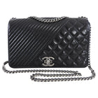 Chanel Black Glazed Calfskin Quilted CC Flap Bag