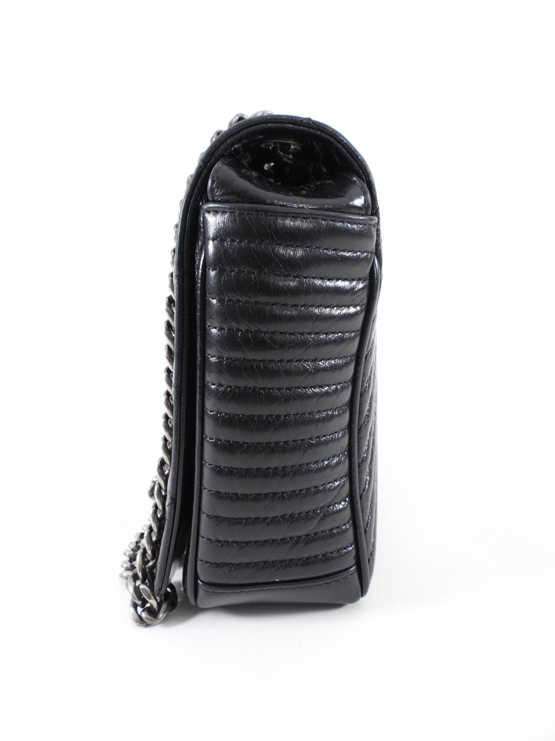 Chanel Black Glazed Calfskin Quilted CC Flap Bag