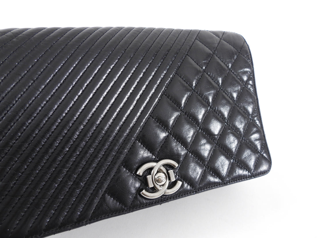 Chanel Black Glazed Calfskin Quilted CC Flap Bag