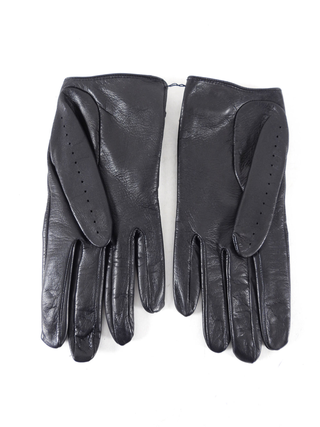 Chanel Vintage 04P Black Leather Driving Gloves - 7