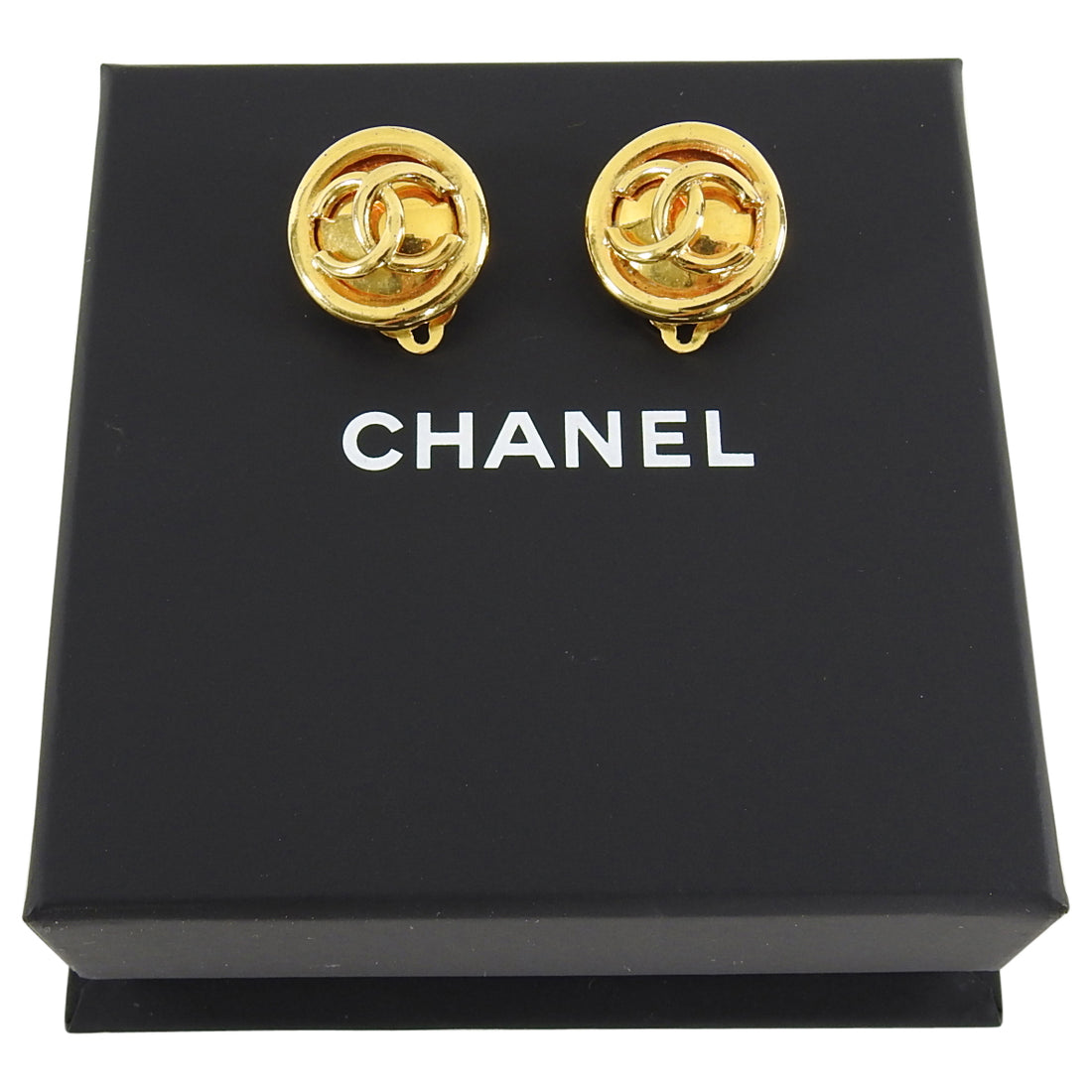 Chanel Medium Gold CC Logo Clip On Earrings