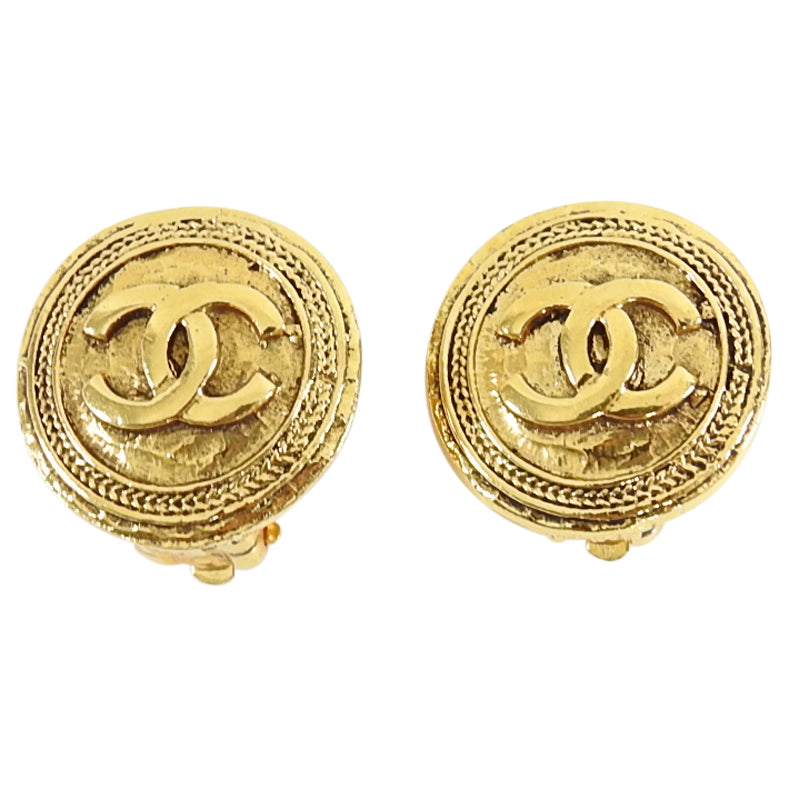 Chanel Vintage Goldtone Round CC Logo Clip Earrings – I MISS YOU