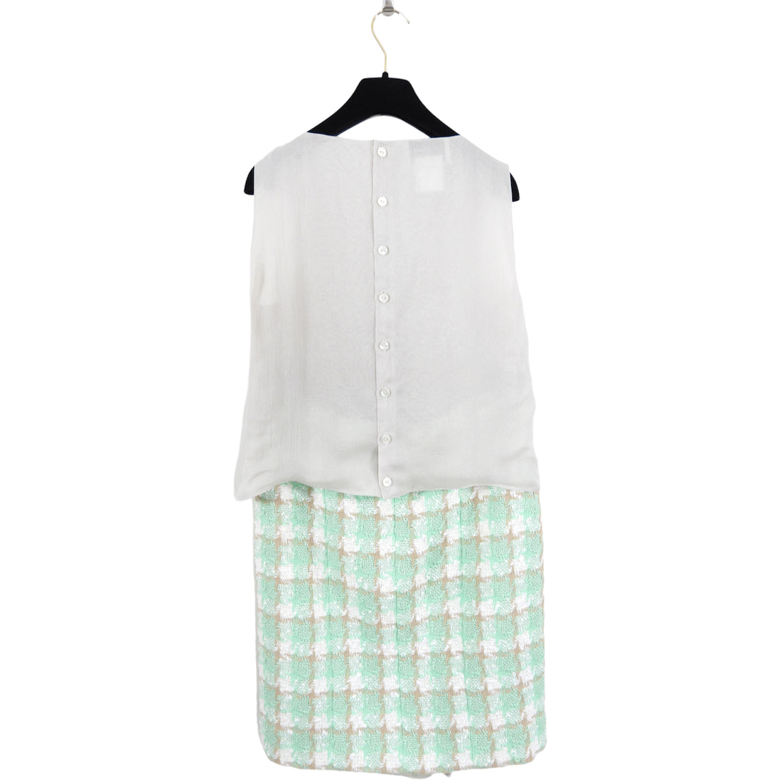 Chanel Vintage 04C Mint Green Tweed and Light Beige Chiffon Skirt Set – I  MISS YOU VINTAGE
