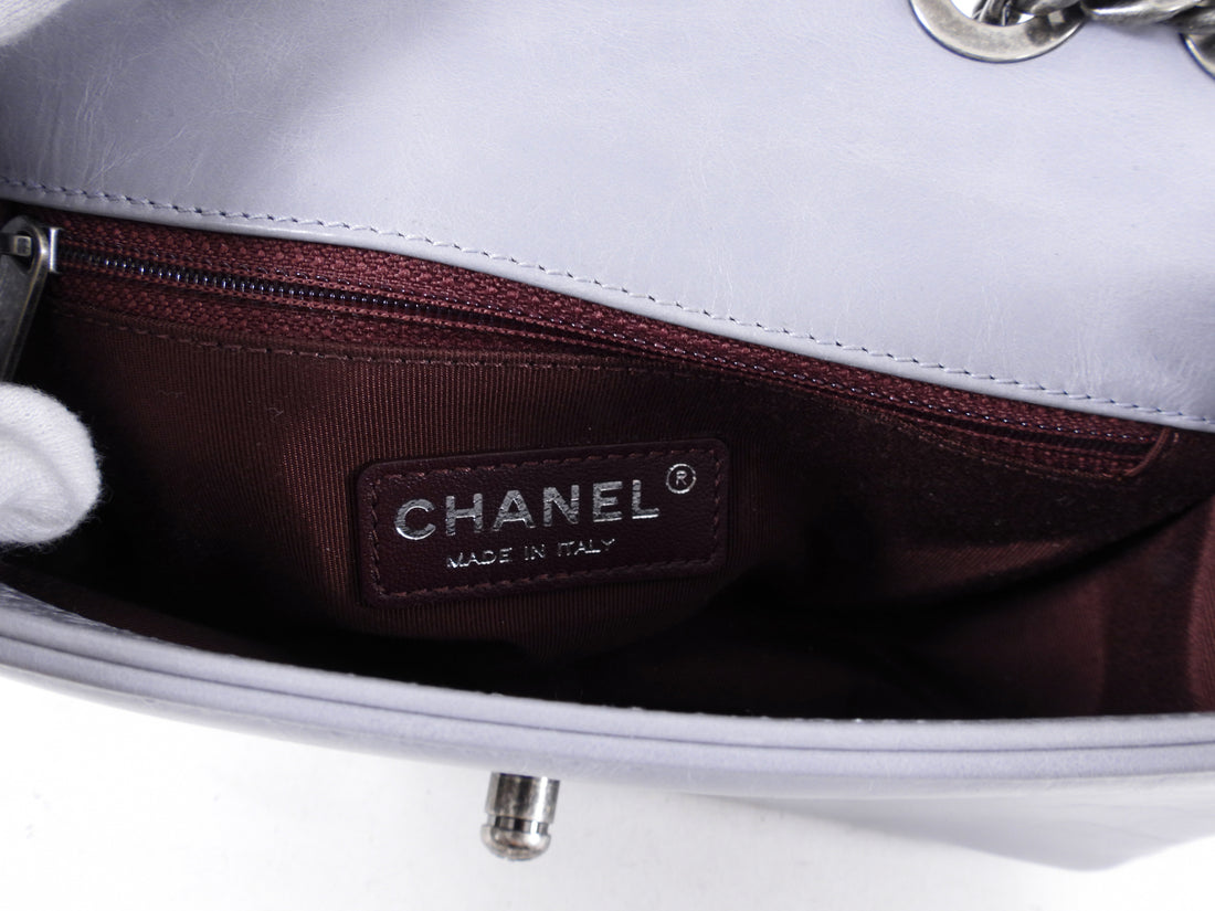 Chanel Grey Quilted Mini Flap Bag with Ruthenium Chain Strap