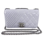 Chanel Grey Quilted Mini Flap Bag with Ruthenium Chain Strap