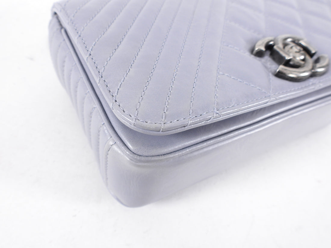Chanel Grey Quilted Mini Flap Bag with Ruthenium Chain Strap