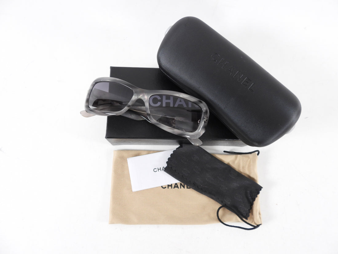 Chanel Vintage Grey Marble Frame Sunglasses