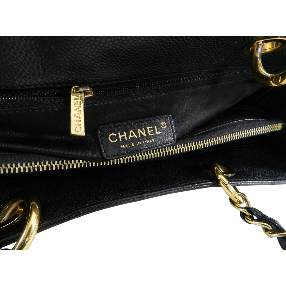 Chanel Grand Shopping Tote GST Black Caviar Gold Hardware