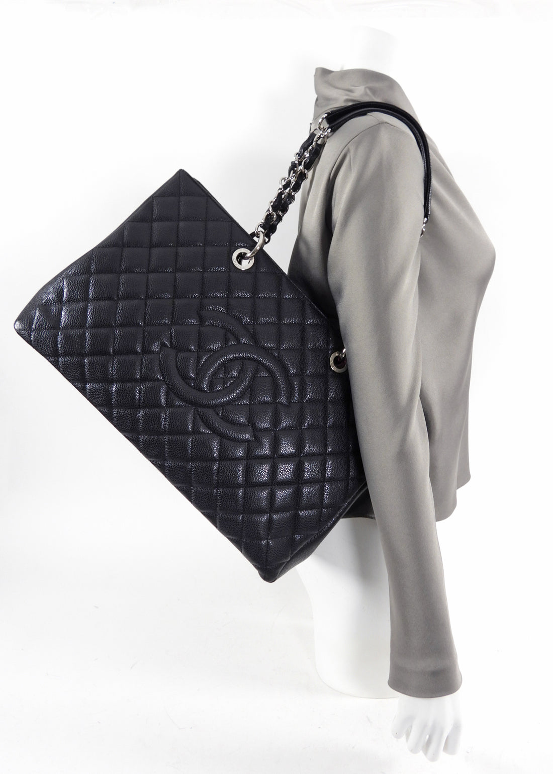 Chanel Black Caviar Leather GST Grand Shopping Tote XL SHW – I