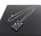 Chanel 04A Pink Crystal Heart CC Acrylic Pendant Necklace