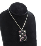 Chanel 04A Pink Crystal Heart CC Acrylic Pendant Necklace