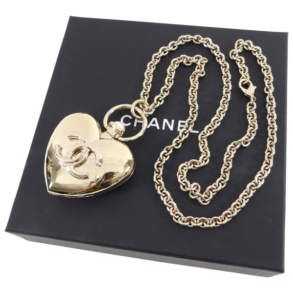 Chanel 22C Goldtone Pearl Puff Heart Locket Necklace – I MISS YOU VINTAGE