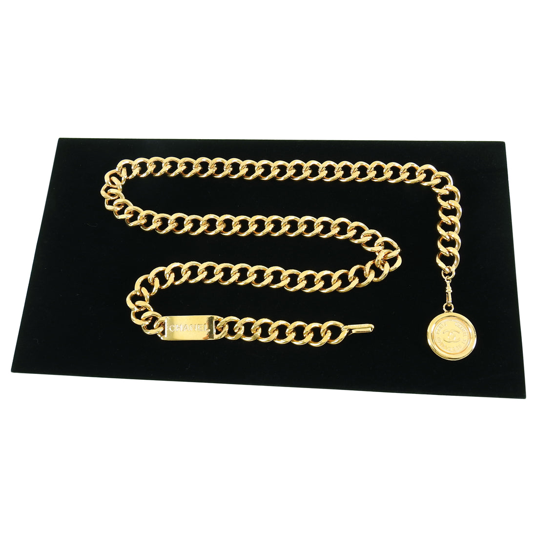 Chanel Vintage 1990's Gold ID Medallion Chain Belt