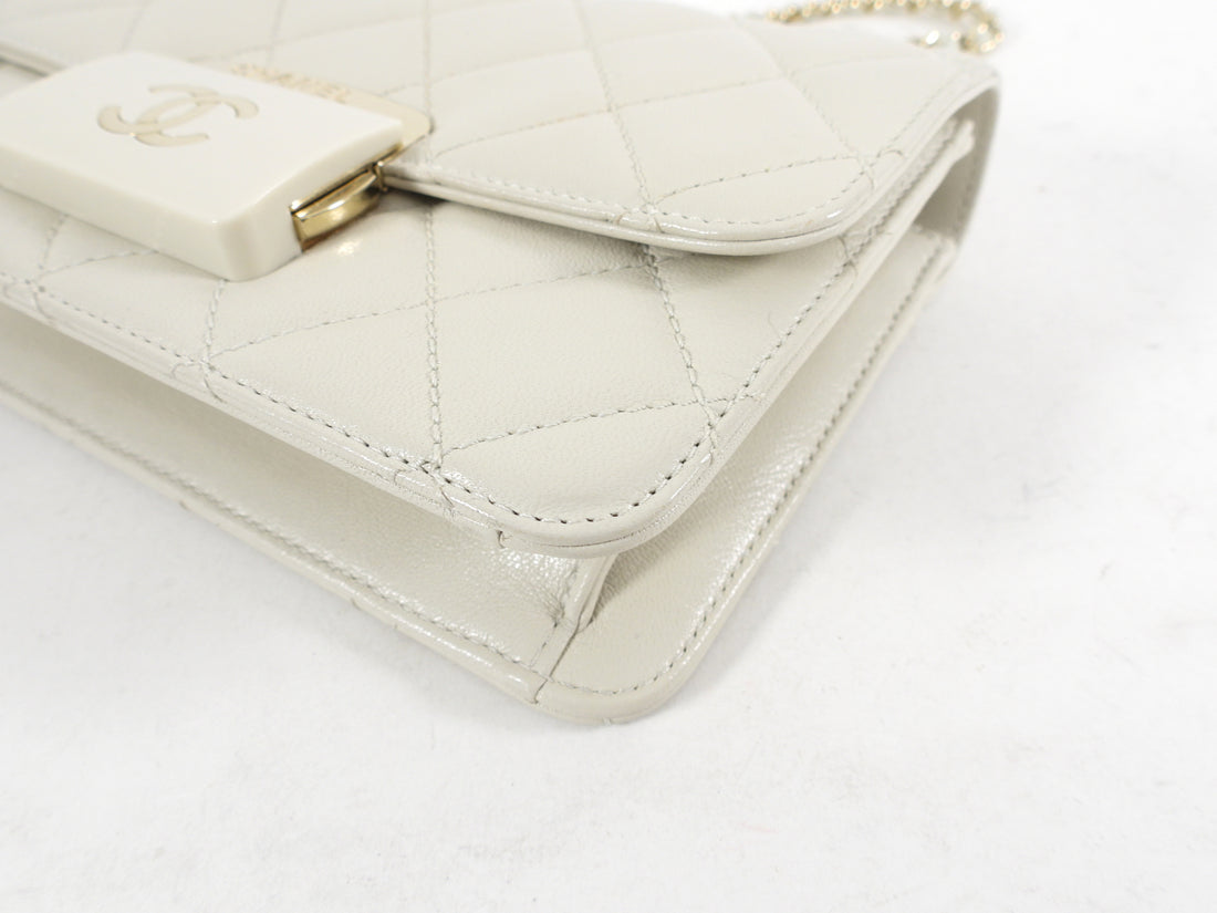 Chanel Ivory Leather Beauty Lock Crossbody Flap Bag