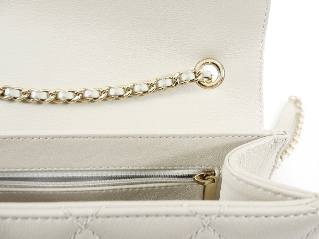 Chanel Ivory Leather Beauty Lock Crossbody Flap Bag
