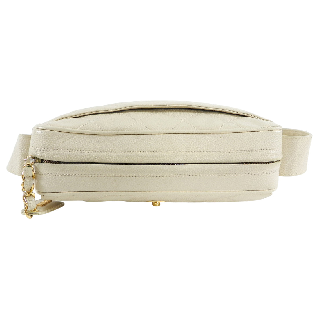 Chanel Vintage 1994 Cream Caviar Leather Quilt Shoulder Bag