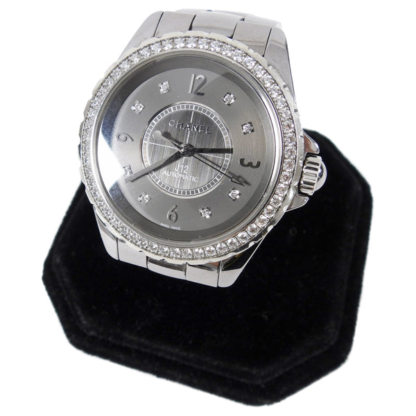 Auth Chanel J12 Chromatic Titanium Diamond Dial Watch for Men's