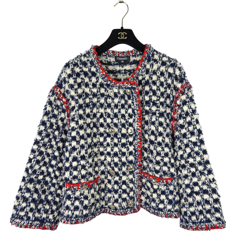 Chanel 21C Navy and Red Tweed Jacket - FR44 / 12 / L – I MISS YOU