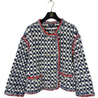 Chanel 21C Navy and Red Tweed Jacket - FR44 / 12 / L