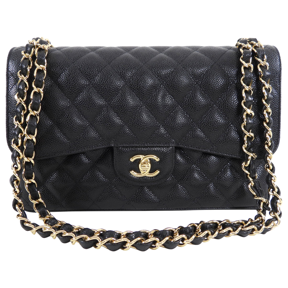 Pre-Owned Chanel Vintage Single Flap GHW Caviar Black Shoulder Bag 