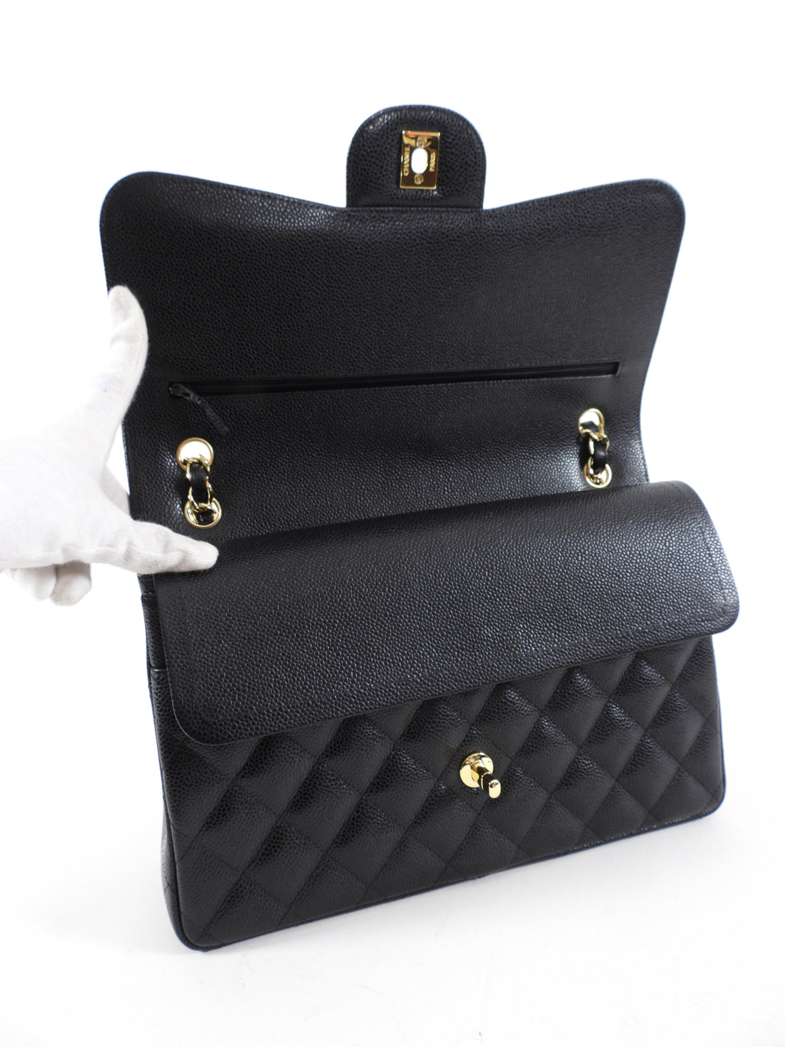 Chanel Black Caviar Jumbo Classic Double Flap Bag - GHW – I MISS