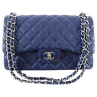 Chanel Navy Blue Jumbo Caviar Classic Double Flap Bag SHW