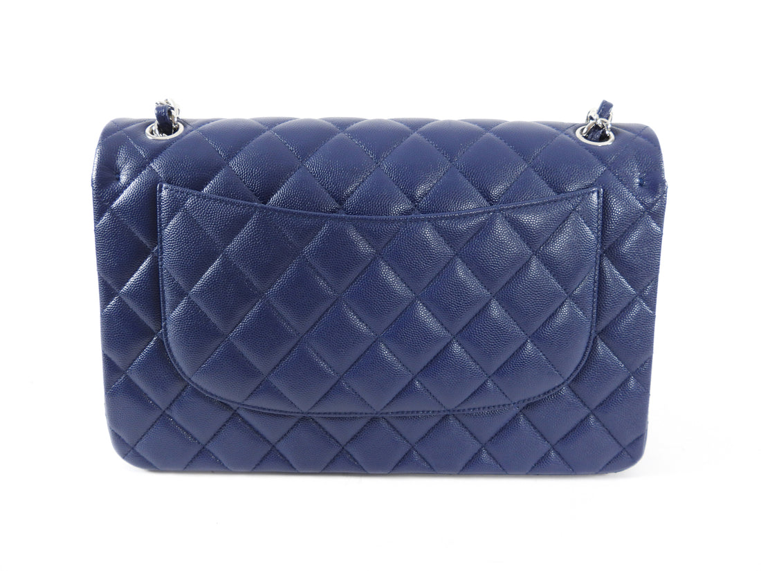 Chanel Navy Blue Jumbo Caviar Classic Double Flap Bag SHW