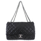 Chanel Black Leather Quilted Jumbo Single Flap Bag
