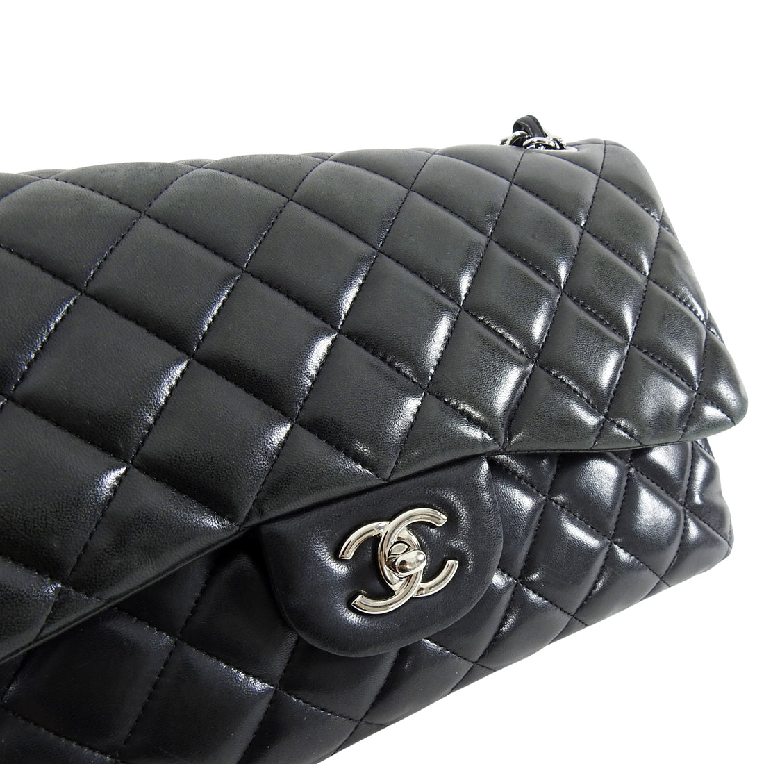 Chanel Metallic Silver Quilted Lambskin New Classic Double Flap Jumbo  Q6BAQP4NV4009