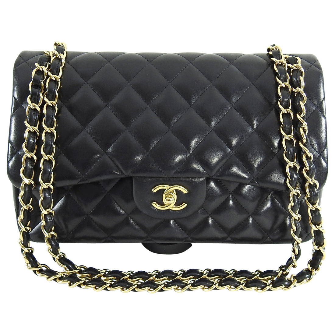Chanel Black Lambskin Large Jumbo Classic Flap Bag ○ Labellov ○ Buy and  Sell Authentic Luxury