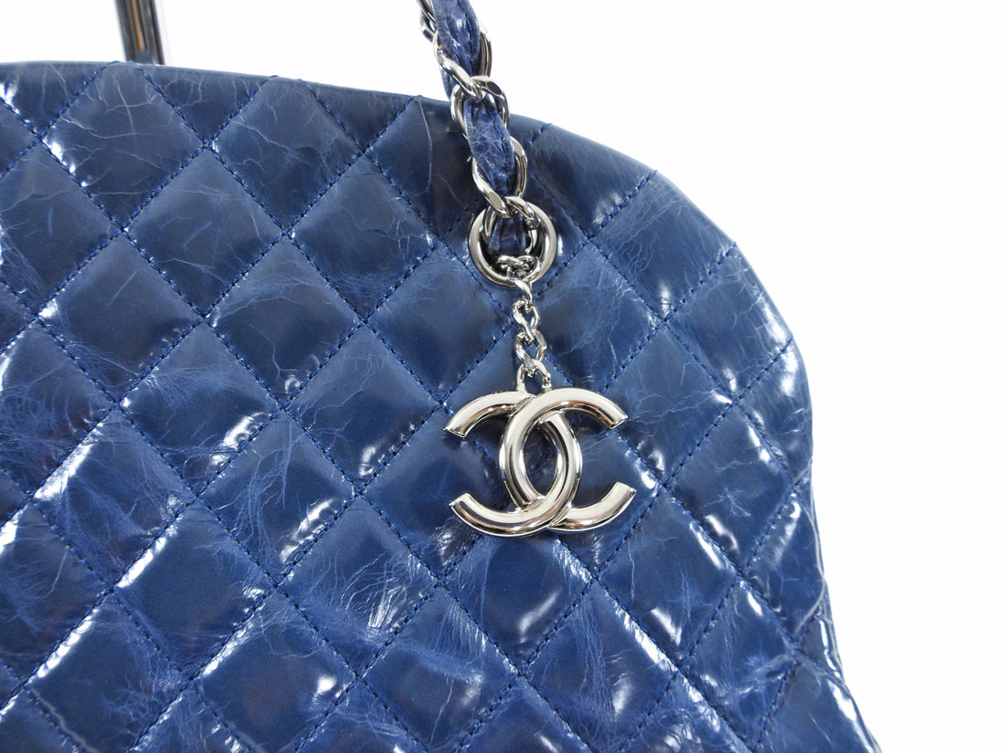 CHANEL Vintage Medium Classic Double Flap Bag in Light Blue Jersey   Dearluxe
