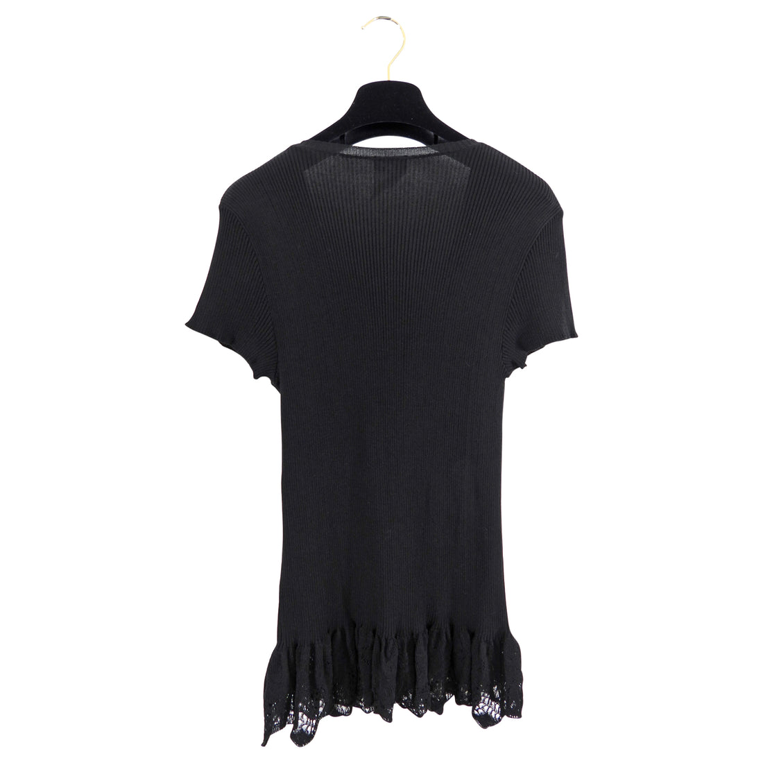 Chanel 06P Black Rib Knit Top with Lace Hem - FR42 (8/10) – I MISS YOU  VINTAGE