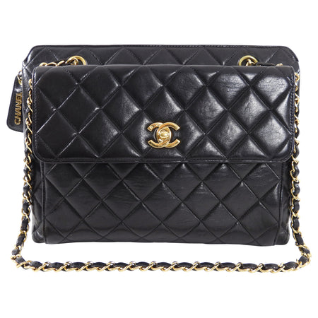 Chanel Vintage 1996 Small Black Lambskin Chain Strap Bag