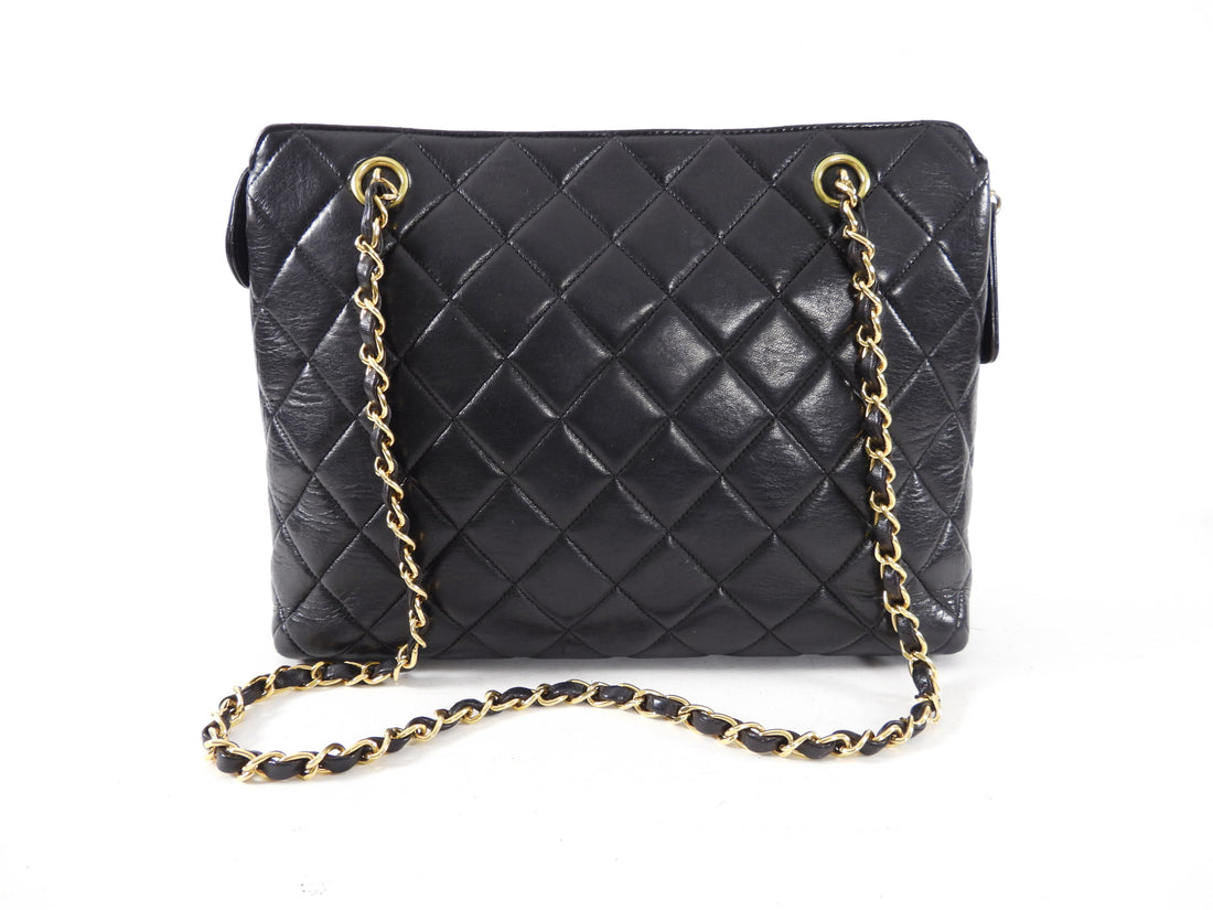 Chanel Vintage 1996 Small Black Lambskin Chain Strap Bag