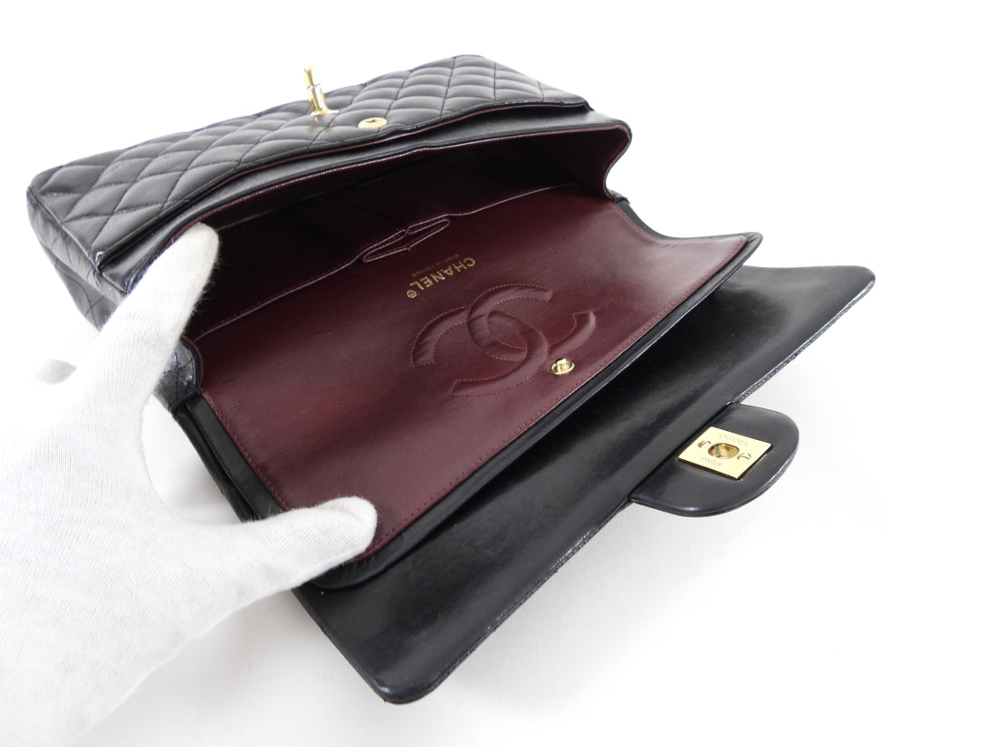 Chanel Black Lambskin Medium Classic 2.55 Double Flap Bag 18k Gold Pla –  Boutique Patina
