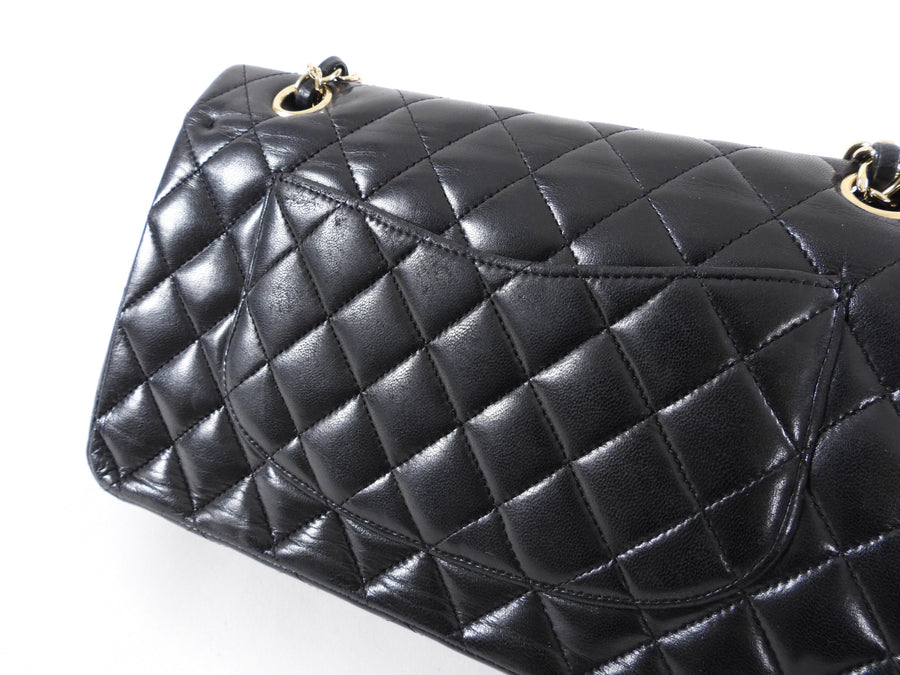 Chanel Vintage Black Lambskin Medium Double Classic Flap Bag