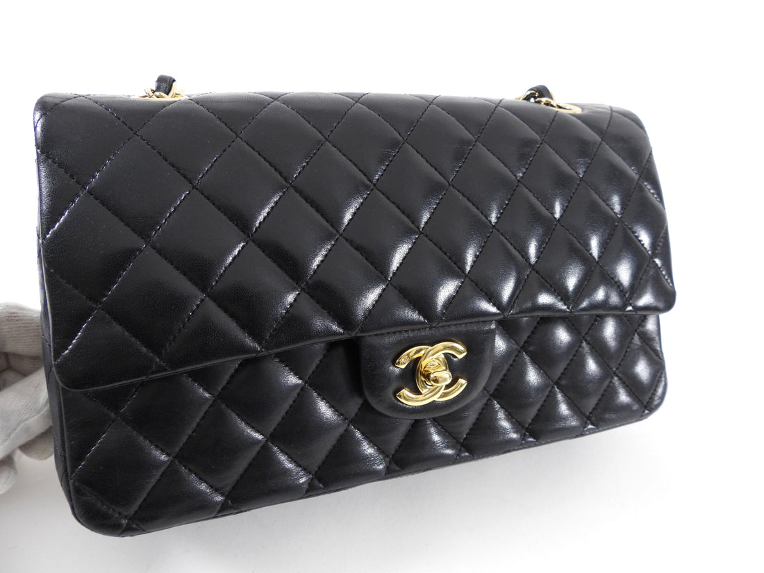 CHANEL Lambskin Quilted Double Mini Flap Crossbody Black 155561