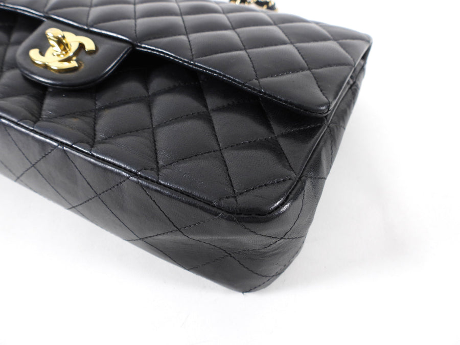 Chanel Black Lambskin Medium Double Classic Flap Bag 